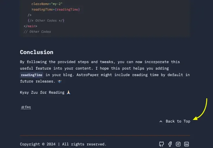 Back to top button in AstroPaper