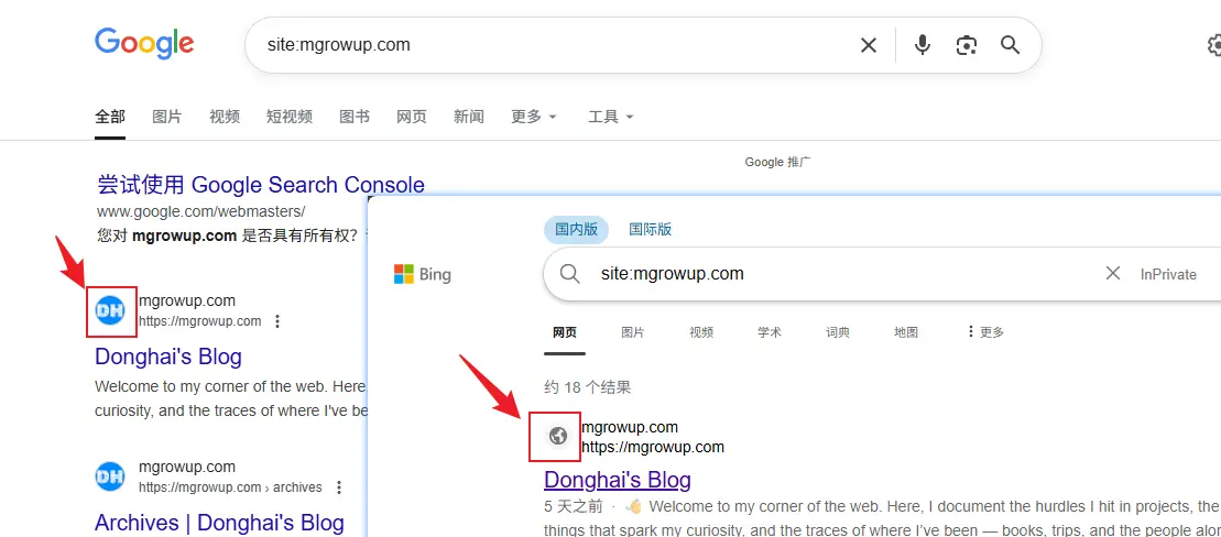 Bing不显示站点图标