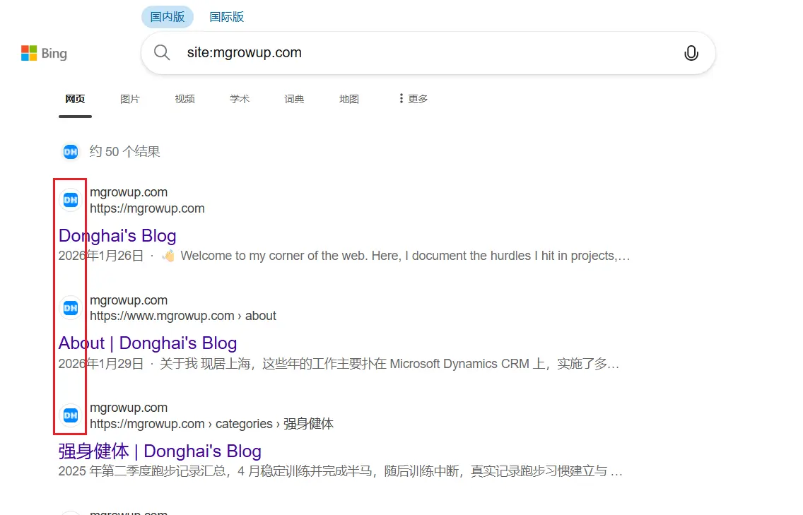 Bing显示站点图标